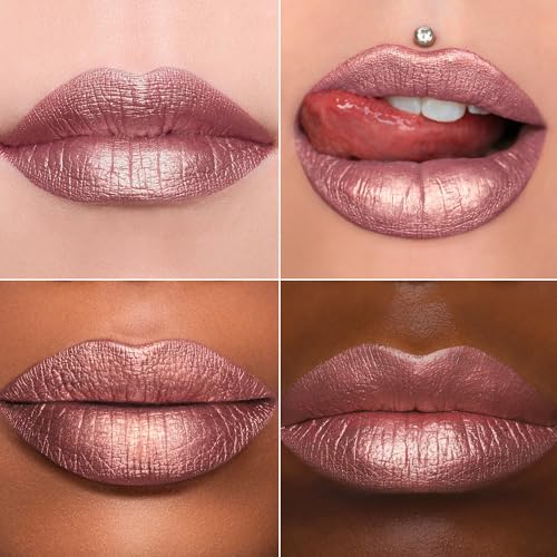 MAKI YIKA 3Pc Metallic Lipstick Long Lasting Nude Pink Red Glitter Lipsticks High Shine Lipstick No Smudge No Transfer Liquid Lip Gloss (Nude/Pink/Red)