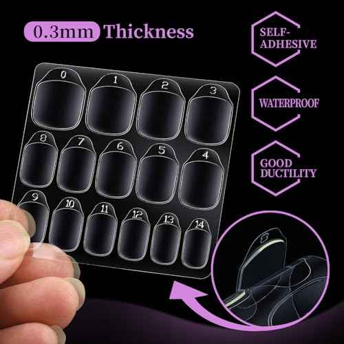 Teenitor 600pcs Press on Nail Adhesive Tabs, 15 Sizes of Nail Stickers for Press on, Press on Nails Stickers Press on Nail Sticky Tabs for Nails, Nail Glue Stickers Nail Glue Tabs, 40 Sheets
