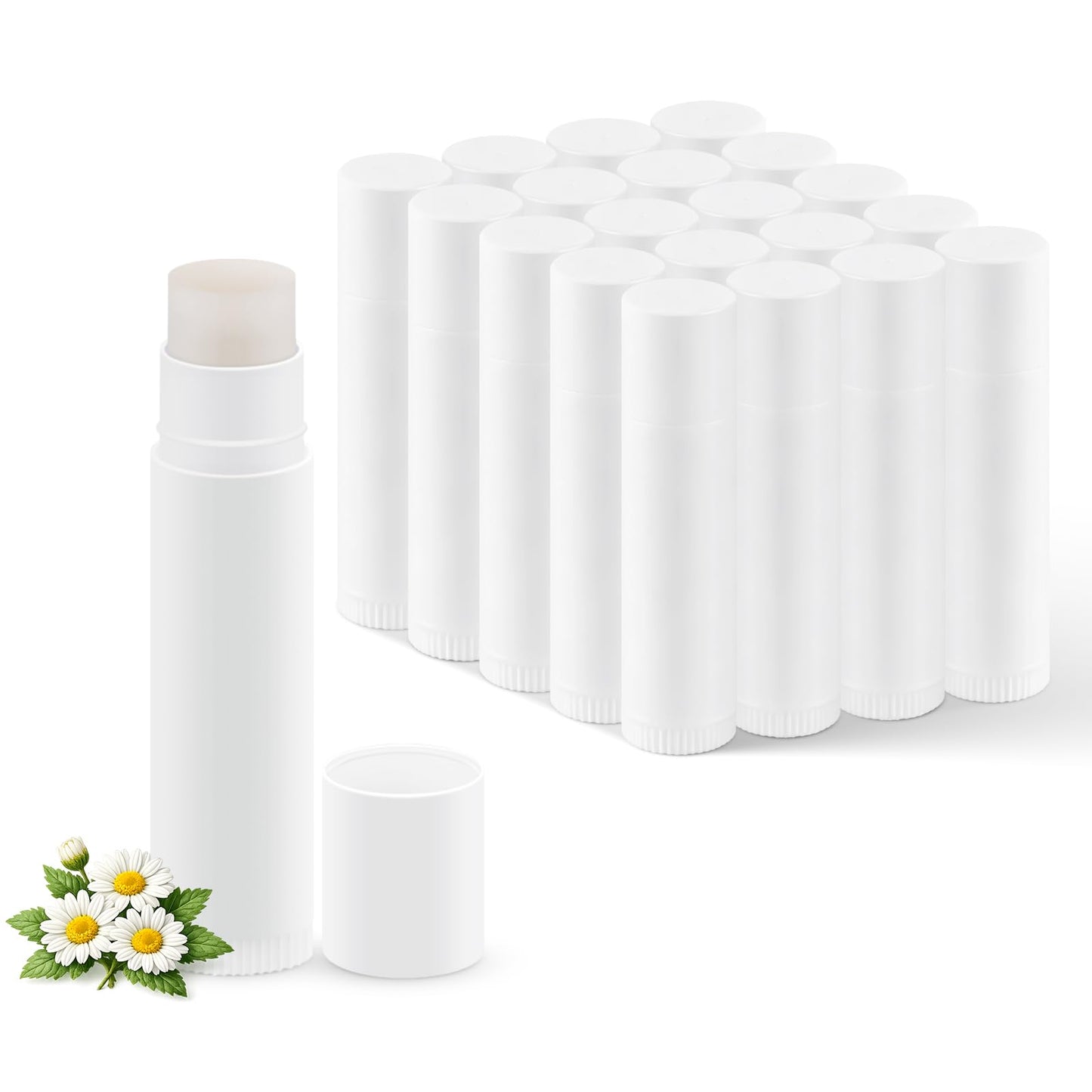 100-Pack Unlabeled Lip Balm Bulk – Natural Shea Butter & Vitamin E, 5 Flavors – Blank Tube Custom Labels for Party & Wedding Favors, Baby Shower & Gift Basket Filling