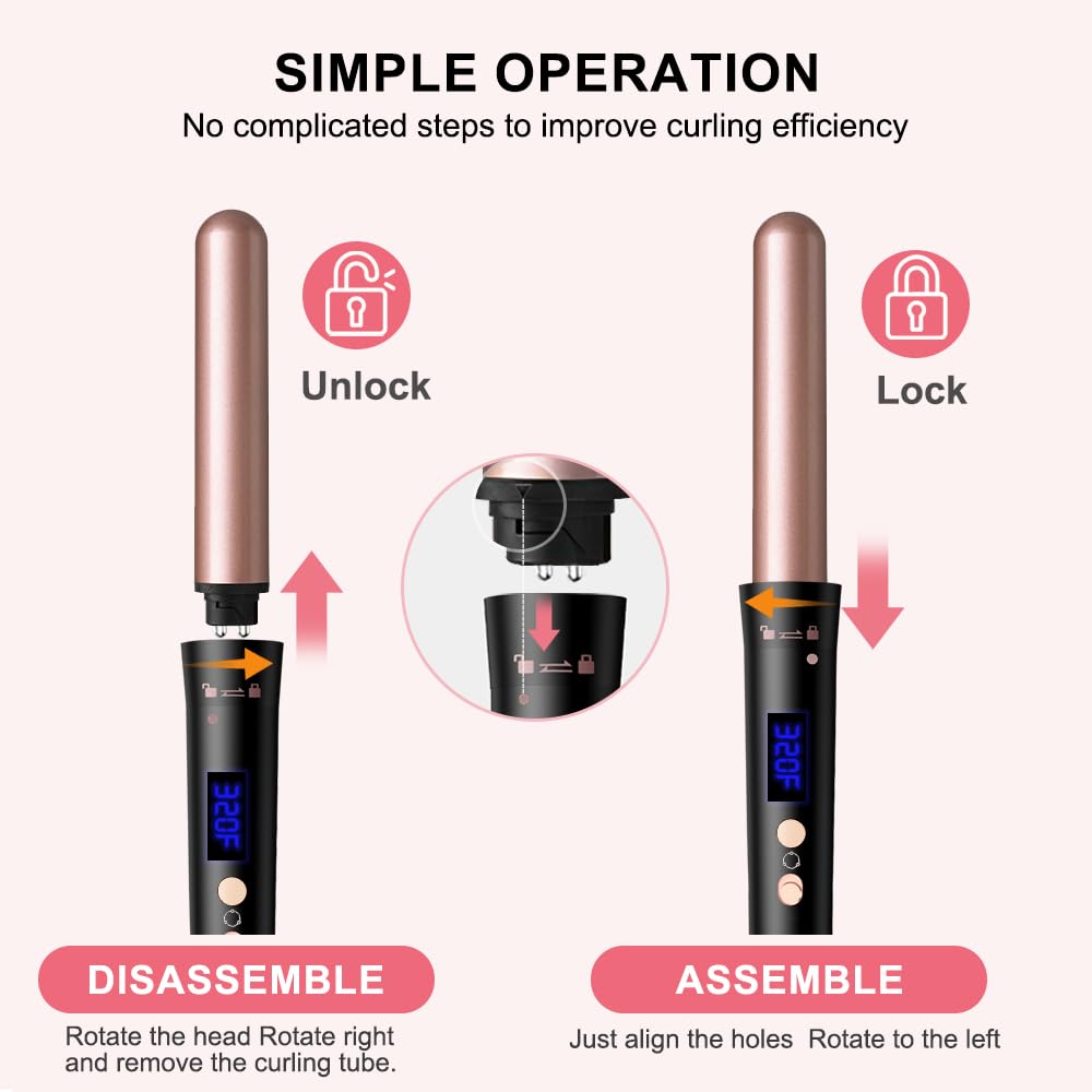 SOUKENGEN 5-in-1 Curling Wand Set with Temp Display,Perfect for Girl