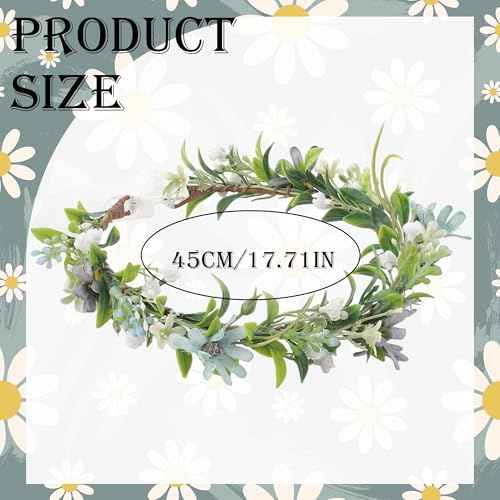 Blue Flower Crown Headband, Handmade Fairy Daisy Floral Headpiece, Artificial Boho Bridal Flower Crown for Women Girls Maternity Renaissance Weeding Festivals Birthday Party Headdress