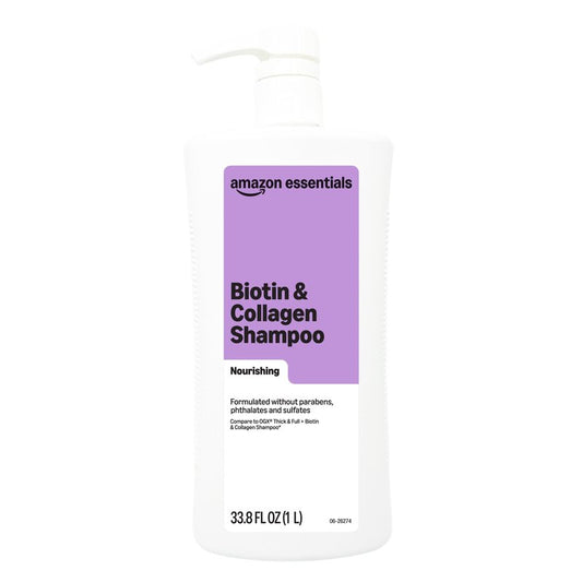 Amazon Essentials Biotin & Collagen Shampoo, Nourishing, Formulated without Sulfates, 33.8 Fl Oz, Pack of 1