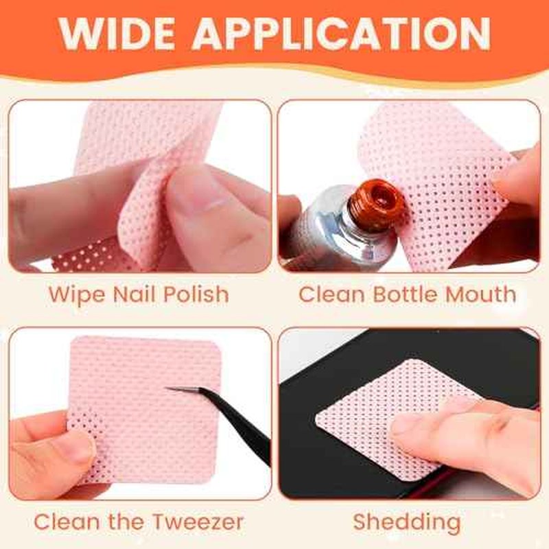 1080PCS Lint Free Nail Wipes with 2 Acetone Dispensers, Nail Polish Remover Wipes with Pump Dispenser,Lash Extensions Glue Cleaning Wipe Empty Pump Bottle Pump Wipes Nail Kit