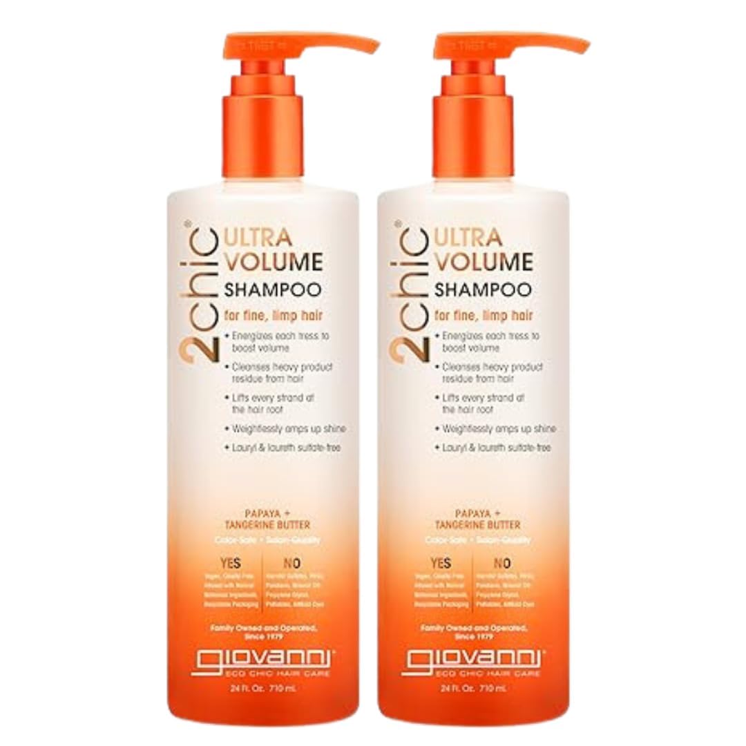 GIOVANNI 2chic Ultra-Volume Shampoo, No Parabens, 24 oz (Pack of 2)