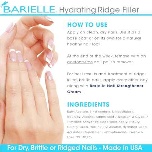 Barielle Hydrating Ridge Filler For Dry, Brittle, Ridged Nails & Nail Growth, Fill and Smooths Nail Ridges, Strengthening Base Coat 0.5 Ounce