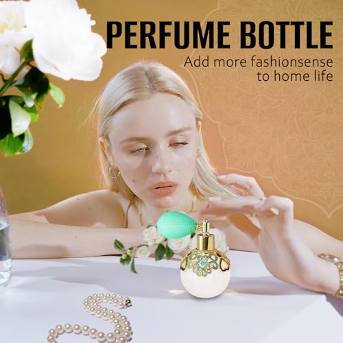 Small Vintage Perfume Bottle, 1 Pack 50ml Glass Empty Drop Refillable Atomizer, Retro Empty Refillable Essential Oils Glass Flacon Diffuser for Women Girls Mum Birthday Gift