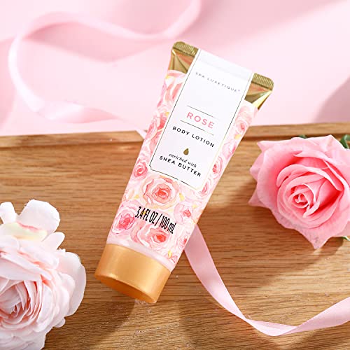 spa luxetique Gift Set For Women, Bath Sets for Women Gift, 8 Pcs Rose Spa Basket Includes Bubble Bath, Shower Gel, Body Lotion, Birthday Spa Gifts, Mother¡®s Day Gifts for Mom