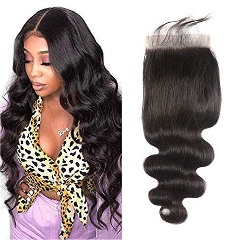 6X6 HD Transparent Lace Closure Human Hair Pre Plucked Closure Body Wave Brazilian Virgin Hair 6X6 Colsure With Baby Hair High Density Real Human Hair Wet And Wavy Natural Black 16 Inch