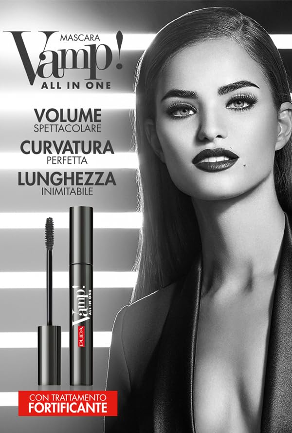 Pupa Milano Vamp! Mascara - Extreme Volume & Length for Lashes - Serum-Infused, Smudge Resistant - 101 Extra Black - 0.3 oz