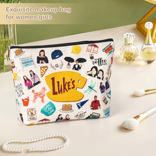 Gilmore Makeup Bag, TV Show Merchandise Fans Gifts, Luker's Dinner Inspired Presents, Cosmetic Toiletry Case with Zipper, Travel Essentials Organizer for Women/Sister/Friend
