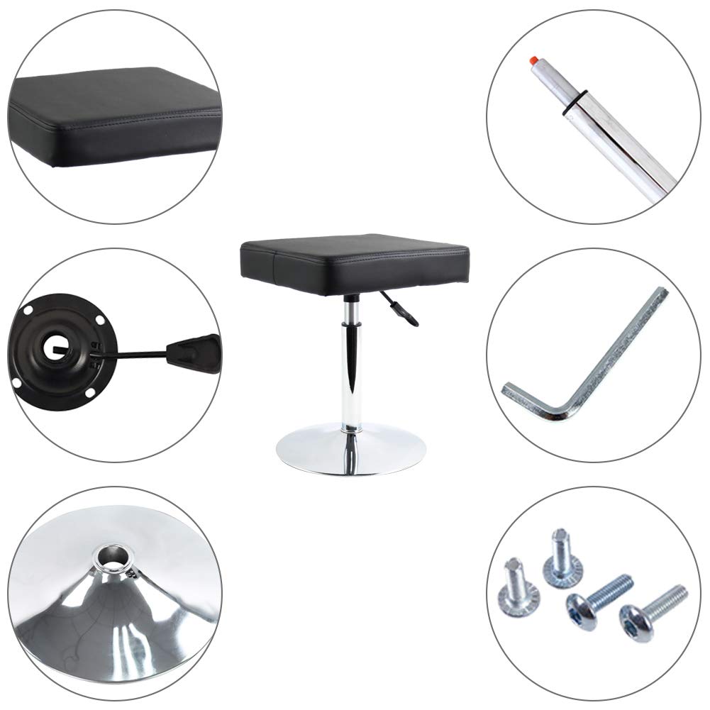FURWOO Black Square Salon Stool - Height Adjustable Step Stool for Vanity,Manicure,Shop,Barber Home Office,Small