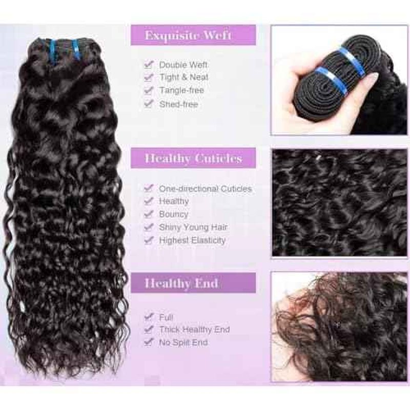 Zealady Water Wave Bundles Human Hair 12A Brazilian Curly Wavy Human Hair Bundles Weave 100% Unprocessed Virgin 3 Bundles 18 20 22