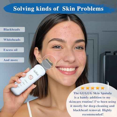 GUGUG Skin Scrubber 4-in-1 Waterproof Facial Spatula for Deep Cleansing, Blackhead Removal Tools, Pore Cleaner for Face