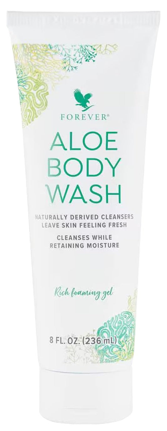 Forever Diving - Forever Aloe Body Wash - Sulfate-Free Cleanser with Aloe Vera, Argan Oil & Vitamins A, C, E - Inviting WoOzods & Amber Scent - 8 Fl