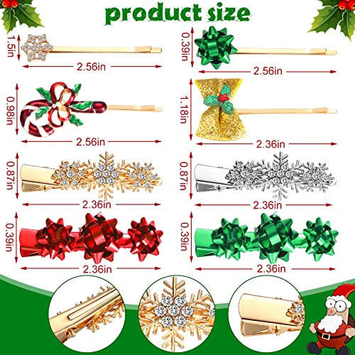16 Peace Christmas Hair Clips for Women Rhinestone Snowflake Hair Clips Candy Cane Christmas Hair Accessories Candy Hair Accessories Alligator Xmas Bow Hair Pins Barrettes for Girls Holiday Gift