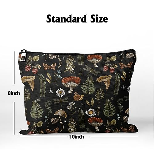 Cafl Vintage Woodland Makeup Bag Travel Large Mushroom Fern Cosmetic Bag Organizer toiletry Essentials Jewelry Skincare Zipper Bag For Women -10¡¿8 inch