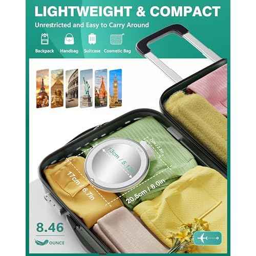 Auxmir 2025 Upgraded 20X Magnifying Mirror with Light, Makeup Mirror with 2-Level Lights, Vanity Mirror with Power Suction Cup and Tweezers, 360¡Æ Swivel, Portable Bathroom Mirror for Home Travel