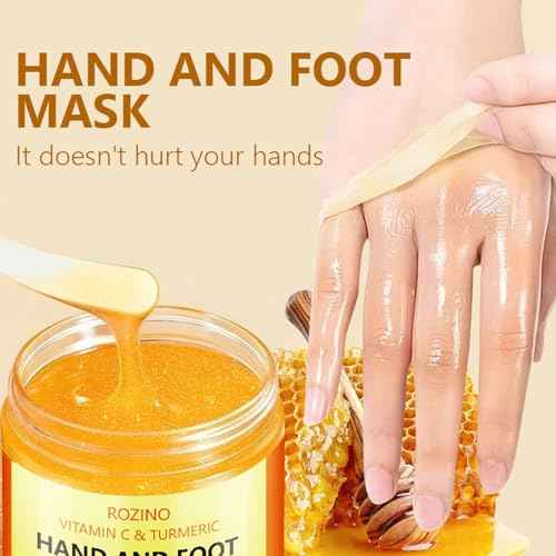 Vitamin C & Turmeric Hand and Foot Peel Mask, Hydrating Peel Off Hand Wax Mask Nourishing Exfoliating Repair Dry Rough Cracked Skin Hands Care, Exfoliating Hand Peeling Mask for Men & Women