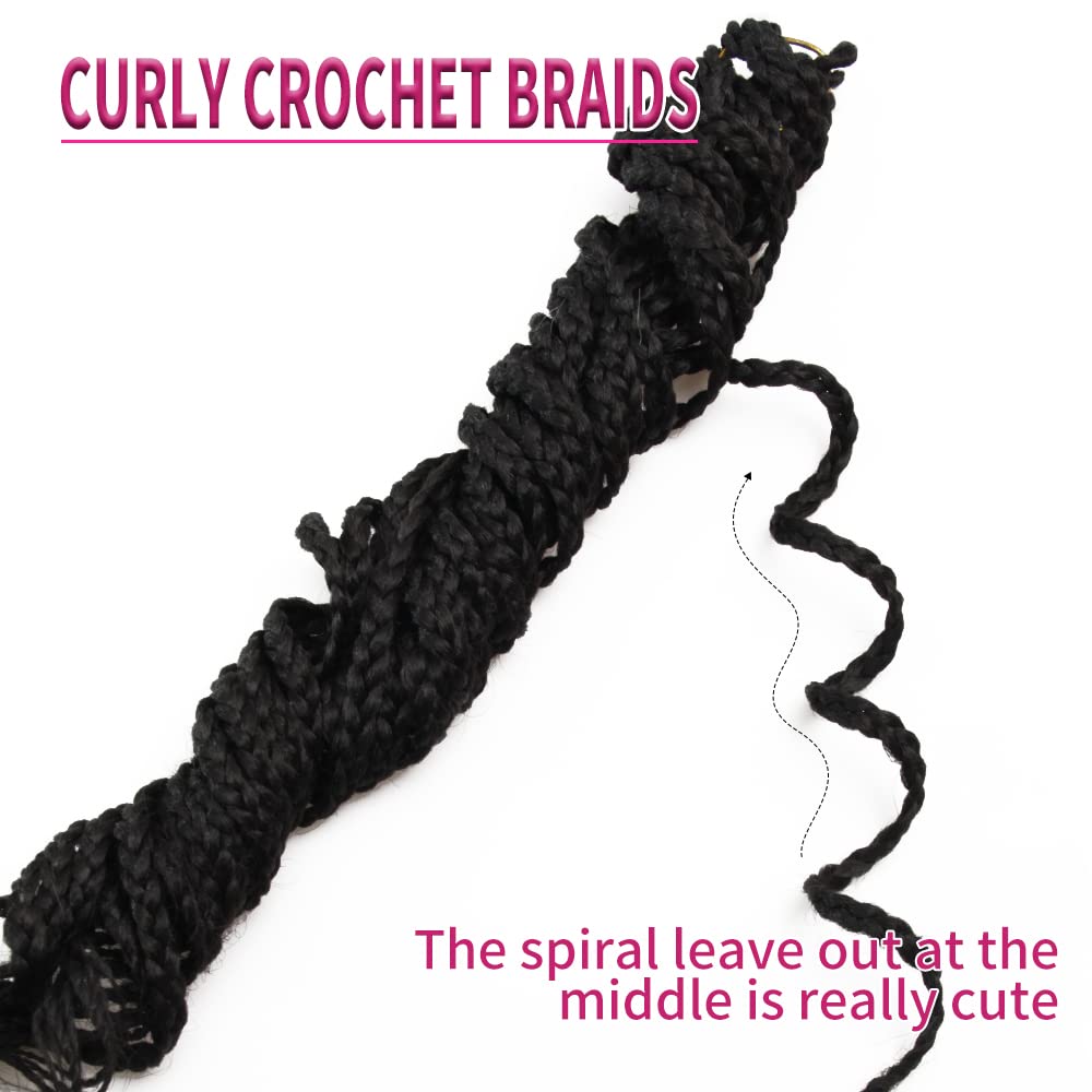 Goddess Curly Box Braids - 18-Inch Wavy Crochet Hair Extensions | Synthetic Fiber (#1B)