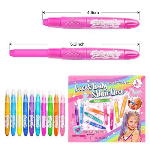 10-Pack Hair Chalk for Kids (Ages 4-12) & Teens - Washable Temporary Hair Dye for Girls, Easy to Apply & Remove, Ideal Gift for Birthday, Valentine's Day, Cosplay & Party Activities