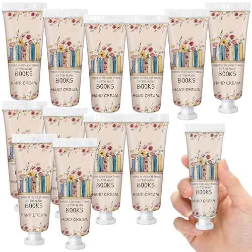 Leelosp 12 Pcs Christmas Hand Cream Mini Book Lover Gift for Women Hand Lotion Travel Size for Dry Cracked Hands Book Club Gifts Bulk Christmas Stocking Stuffer