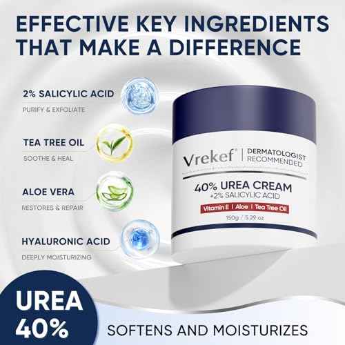 Urea Cream 40 Percent for Feet Maximum Strength, Urea Cream 40% Plus Salicylic Acid 2%, Foot & Hand Cream for Dry Cracked