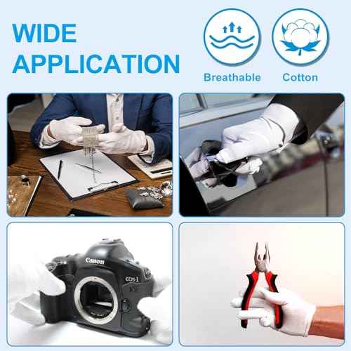 TsMADDTs Cotton Gloves, 5 Pairs White Cotton Moisturizing Gloves Overnight for Dry Hands Sleeping for Women and Men