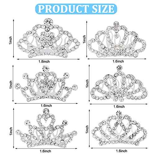 Princess Crown Comb Set for Girl 18 Pcs Silver Tiara Crown with Comb Crystal Tiara Headband Rhinestone Hair Piece Toddler Bride Hair Accessories for Birthday Party Photography Young Teens Gifts