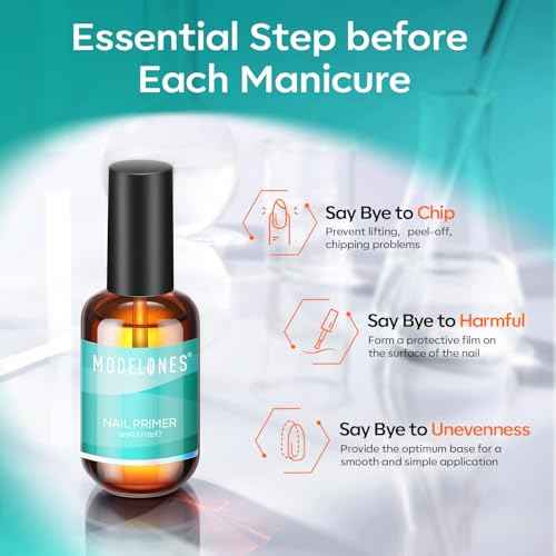 modelones Nail Primer, 15 ml Acid Free No Lift Bond Primer, Hema-Free Bonder for Gel Polish Nail Supplies Set