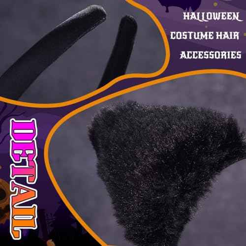 BARTOSI Cat Ears Headband Black Leopard Ear Headpiece Halloween Costume Hair Accessories for Women and Girls