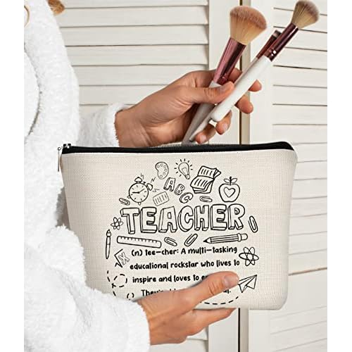 Teacher Survival Kit Bag - Makeup Bag for Women, Small Cosmetic Bag for Teacher Appreciation, Graduation & Birthday Gifts