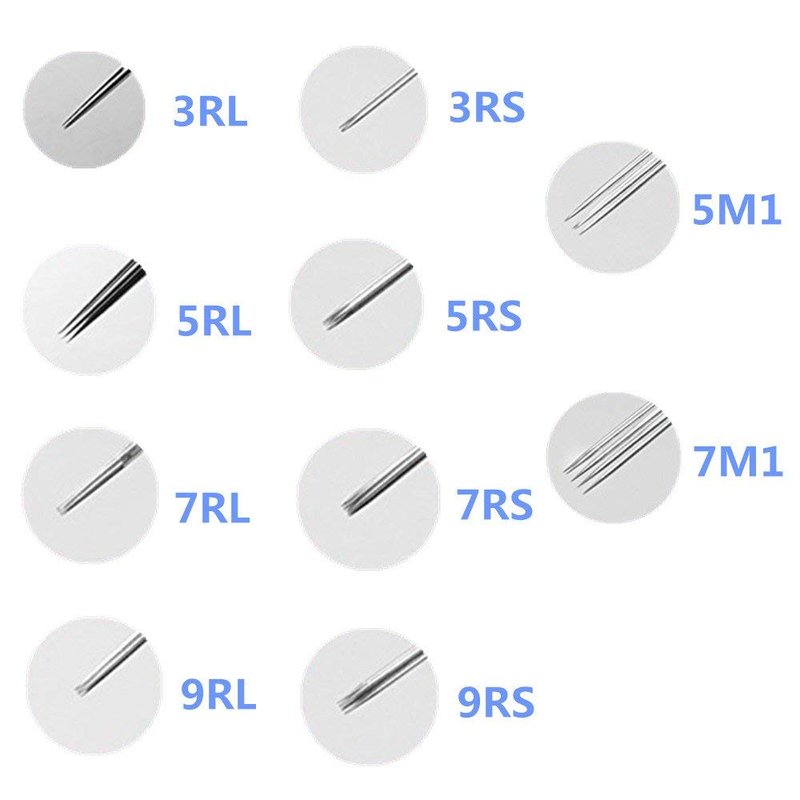Tattoo Needles Set - Autdor 200PCS Mixed Tattoo Needles 3RL,5RL,7RL,9RL,3RS,5RS,7RS,9RS,5M1,7M1 Disposable Sterile Tattoo Gun Needles Assorted Liners,Shaders and Magnum (Mixed-RL/RS/M1-200pcs)