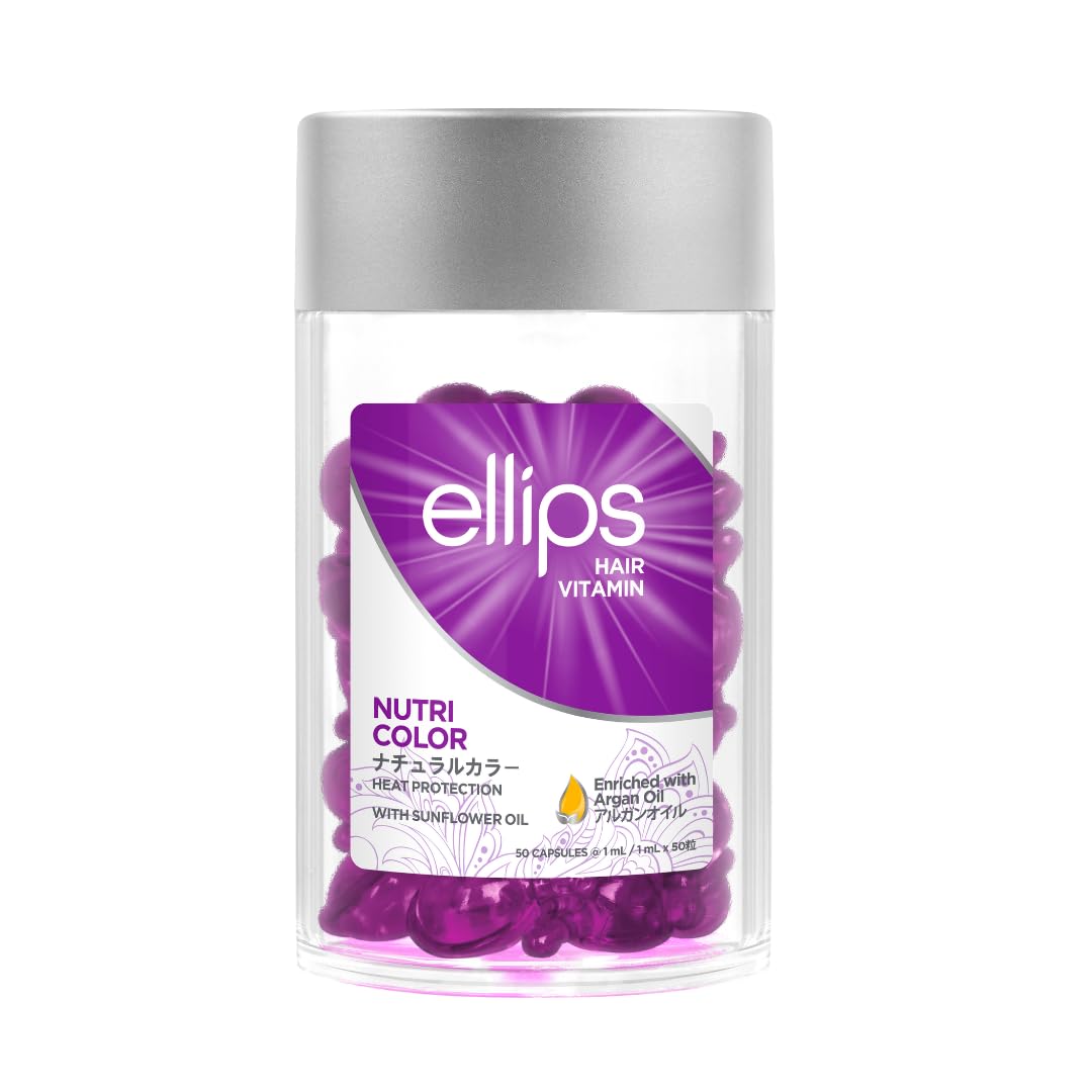 Ellips Hair Oil - Nutri Color Capsules | Heat Protectant for Color-Treated Hair - Adds Shine & Smooths Split Ends - 50 Count