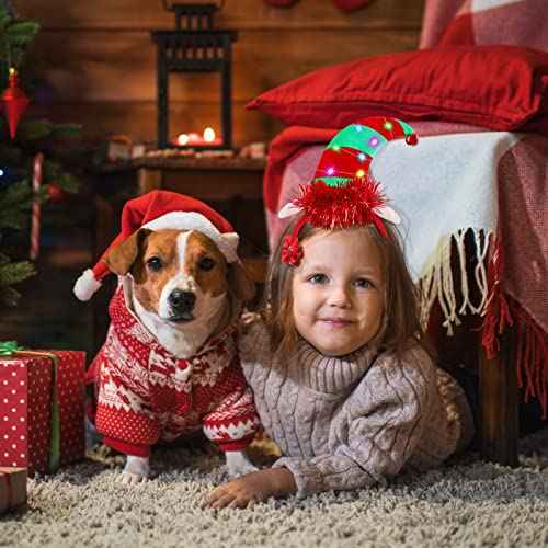 Fovths 6 Pack Christmas Headbands LED Reindeer Head Boppers Xmas Antler Santa Elves Hair Bands for Christmas Holiday Party Accessoriess