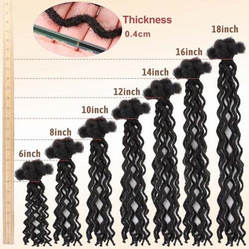 6'' 30-Strand Dreadlocks Made from 100% Human Hair, Small 0.4cm Micro Loc Extensions, Afro Kinky Texture for Men and Women with Natural Hair