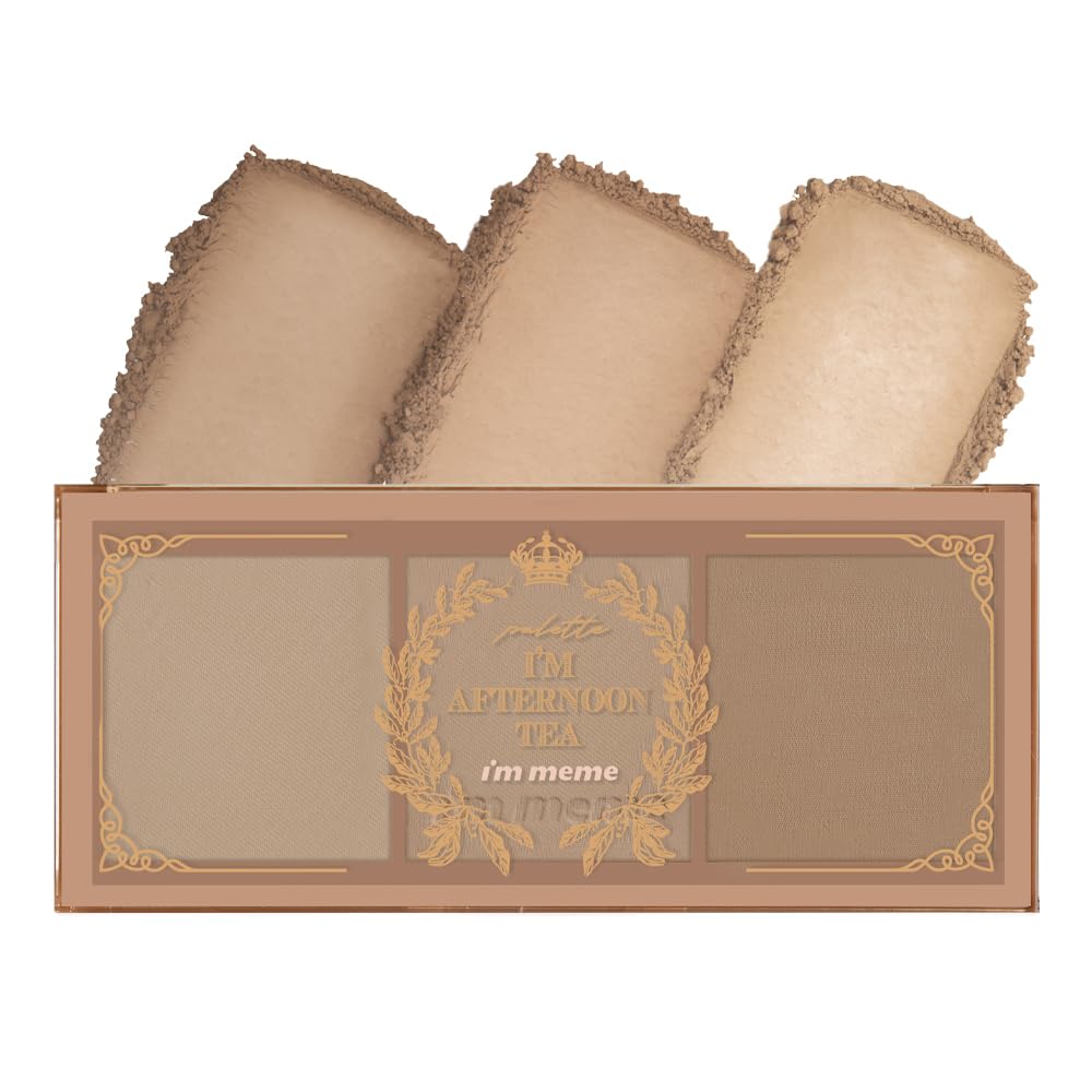 I'M MEME Contour Palette - Afternoon Tea_FrOzen Choco | Bronzer for Face & Cheeks, Matte Powder, Natural Makeup, Buildable Coverage, Light to Medium, Easy Blendable, For Cool Tone Skin, 0.4 Oz