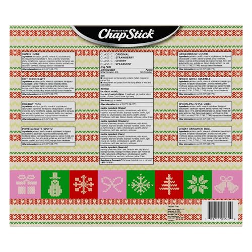 ChapStick 12 Days Advent Calendar Lip Balm Holiday Gift Set, Moisturizing Daily Lip Care For Dry, Chapped Lips, Soothing Hydration, Limited Edition Cozy Flavors, 12 Pack Variety, 0.15 OZ EA