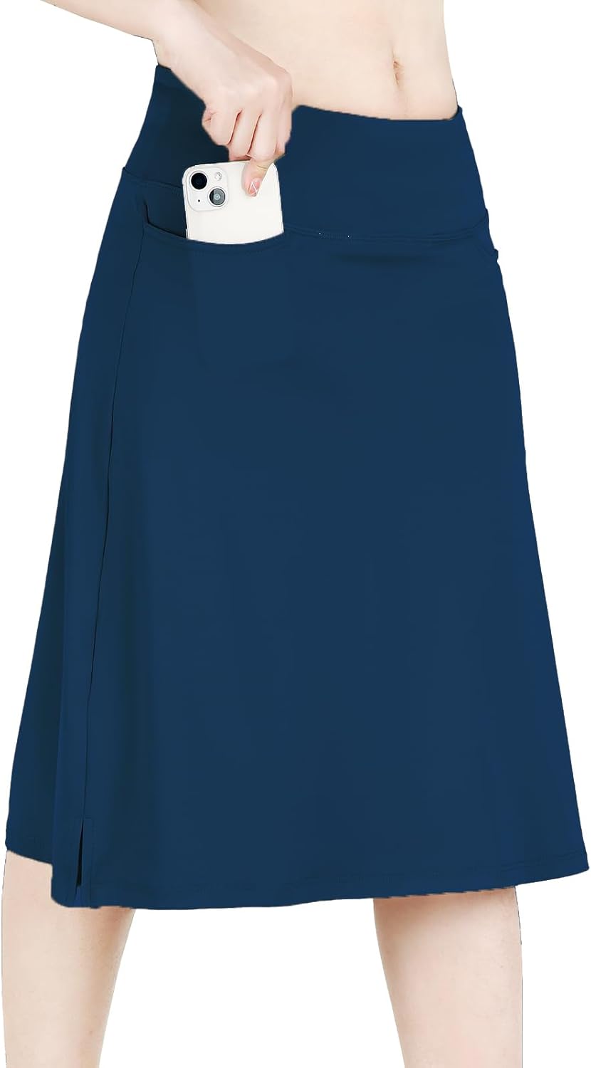 Modest Knee-Length Womens Skorts - Athletic Midi Running Skirt | Comfortable Fit