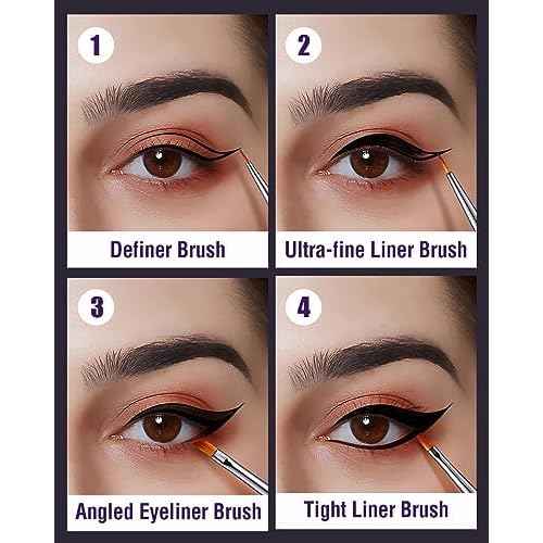 EIGSHOW Eyeliner Brush Set, Ultra Fine Gel Eyeliner Brush for Precision Eye Liner, Eyebrow Filling, Face Painting, 4 Pieces