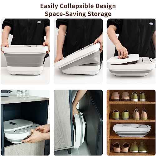 Collapsible Foot Spa Bath with Heat and Massage Rollers, Bubble, Foot Pedicure Kit, Temperature Control, Red Light, Pedicure Foot Spa, Foot Bath