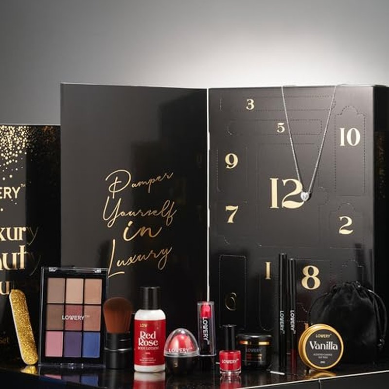 Christmas Gifts from Daughter, Birthday Gifts for Her, Beauty Treasures 12 Day Makeup Gift Set - Birthday Gift Box With Women's Skincare and Makeup Surprises - Gifts for Women with Unique Surprises