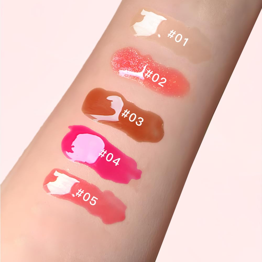 SAM SUGAR Lip Balm with Keychain Hydrating Tinted Lip Gloss, Moisturizing Lip Butter Balm with Natural Shine, Non-Sticky Lip Care for Dry Lips (Pink)