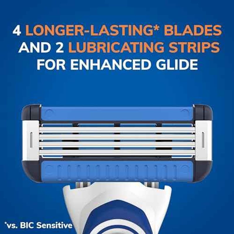 BIC EasyRinse Anti-Clogging, Refillable Men's Razors With 4 Blades, 1 Handle and 3 Refill Razor Cartridges Razor Kit