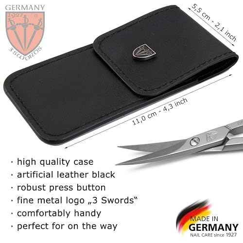 3 Swords Germany - brand quality STAINLESS STEEL INOX CURVED CUTICLE SCISSORS (1 PIECE) with case for manicure pedicure - nail care by 3 Swords - Made in Germany