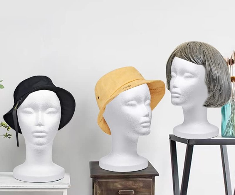 Foraineam 12-Inch Foam Wig Heads - 3 Pack Mannequin Display Stands for Wigs, Hats & Hairpieces