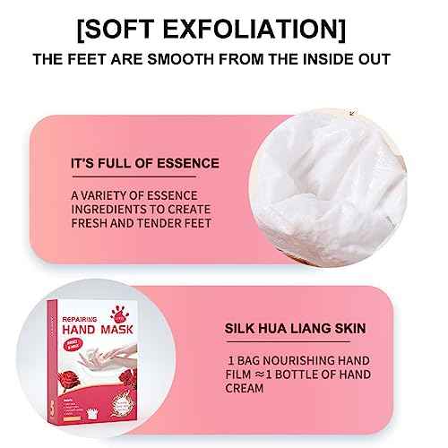 Hand Mask Gloves for Dry Hands, 5 Pairs Hand Repair Mask Gloves Disposable with Milk and Rose Extracts, Deep Exfoliating Gloves for Cracked Hands Repair and Instant Moisturization