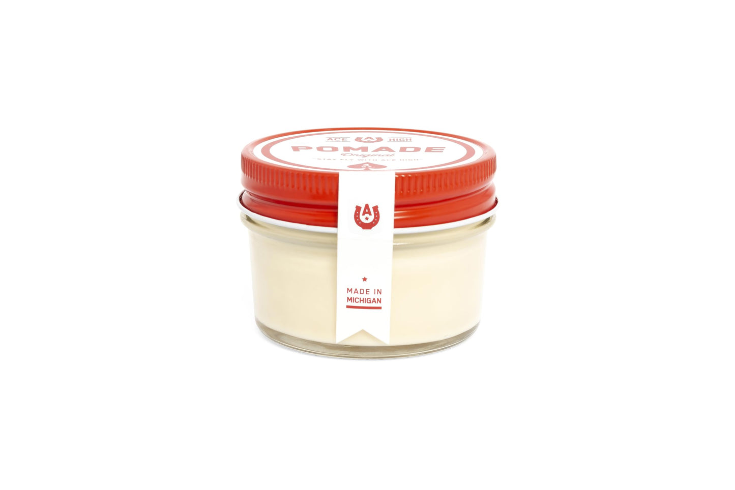 Ace High Pomade, Strong Hold, Natural Shine, Water Based, Hand Crafted, 4oz