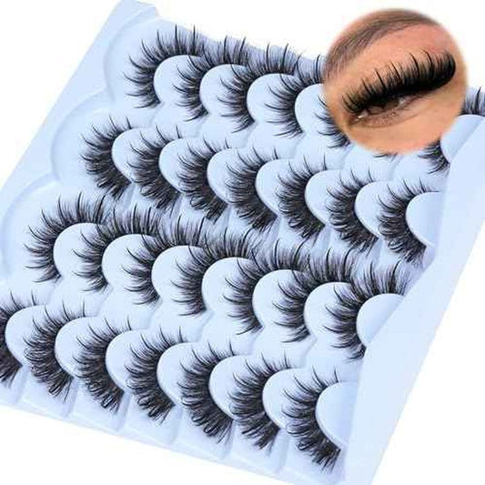 Manga Lashes Wispy Mink Lashes Natural Look Anime False Eyelashes with Spikes 14 Pairs Natural Fake Eyelashes like Lash Extension Cat Eye Lashes Pack by TNFVLONEINS
