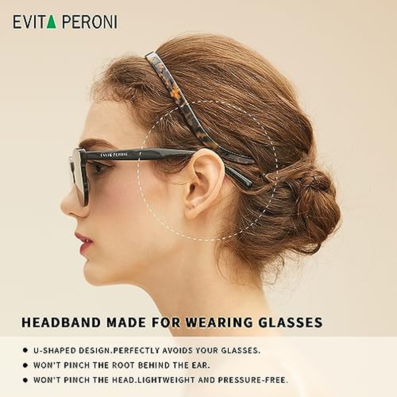 EVITA PERONI Hair Bands - No Pressure, No Headache, Comfortable Thin Non-Slip Headbands for Women's Hair and Fashion (2PCS)