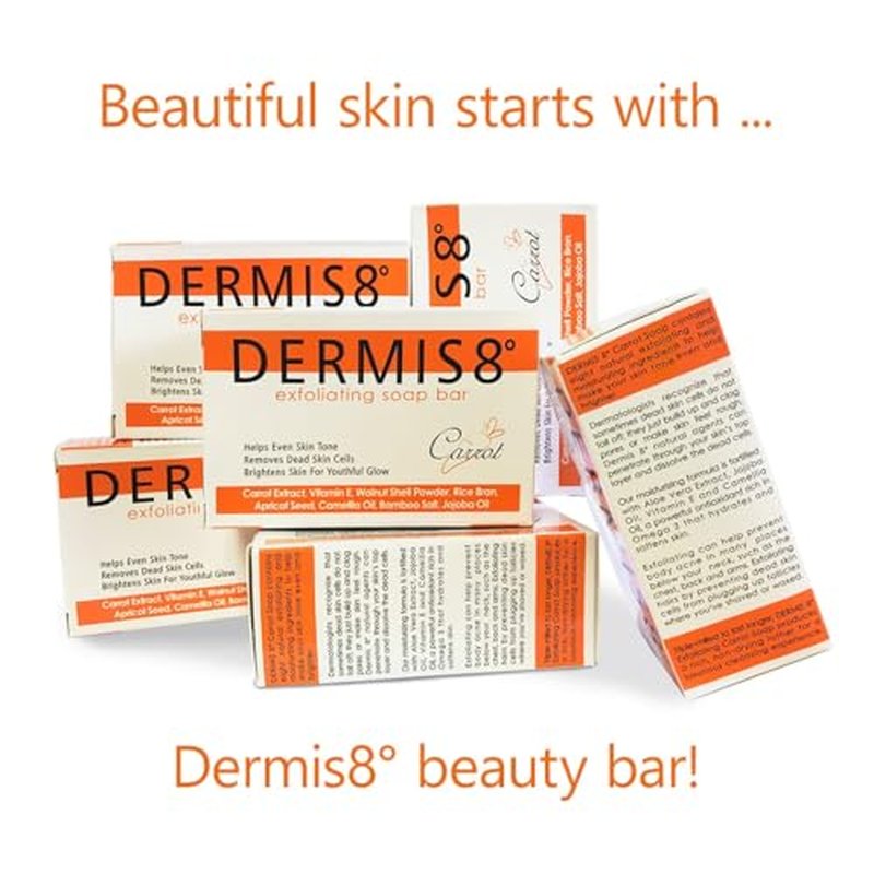 Dermis 8 Natural Carrot Soap Bar ? Brightening & Nourishing Face & Body Soap ? Made with Carrot Extract, Jojoba & Camellia Oils (200g x 6 Pack)